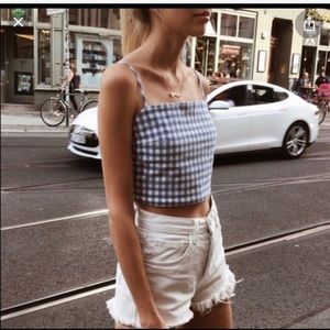 Light Blue Checkered Tie Top